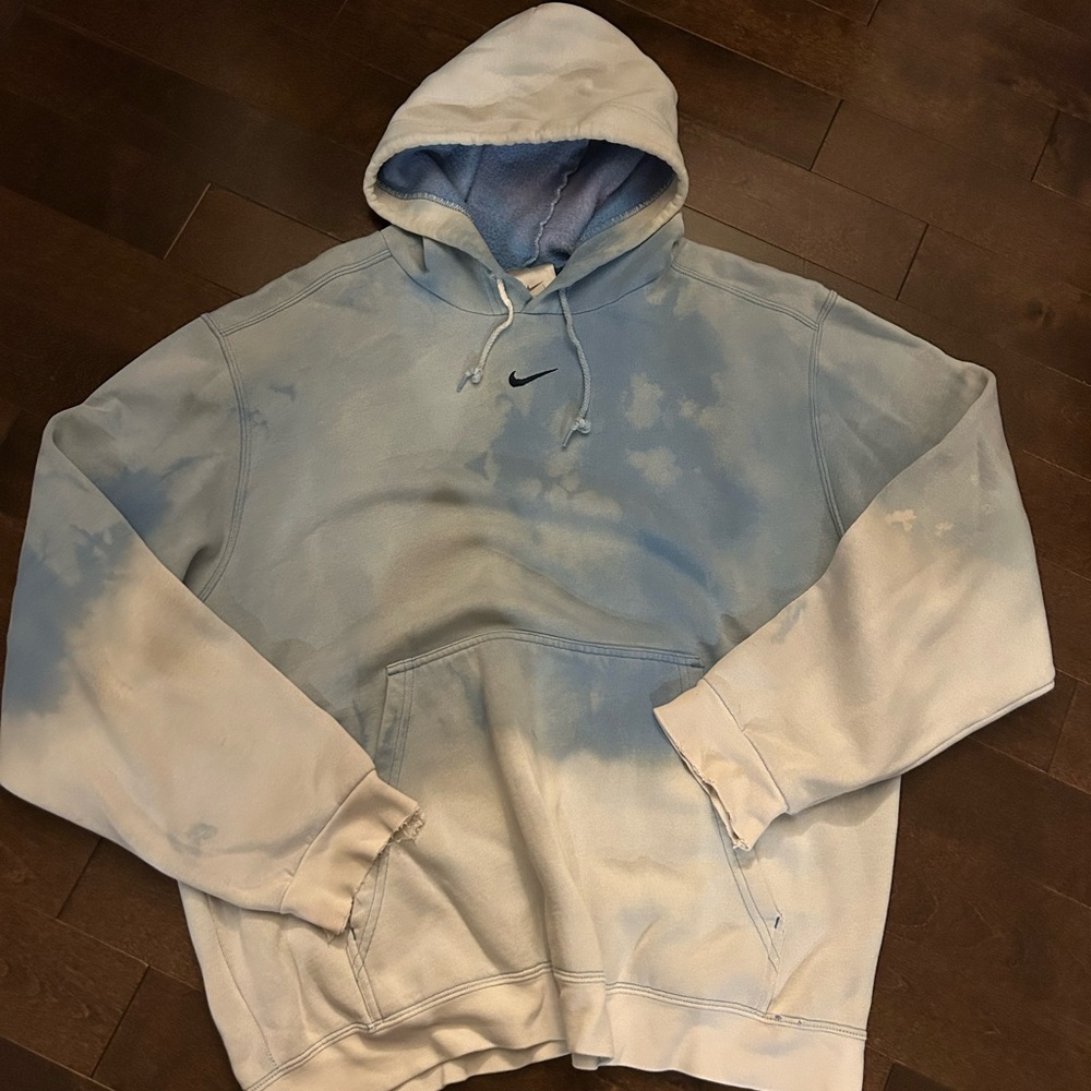 Vintage Nike Centre Swoosh Hoodie - Sky Blue